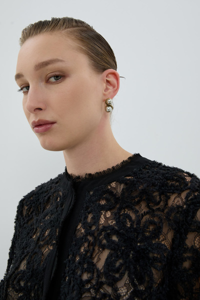 Roman Cam İnci Detaylı Sarmal Küpe Gri K2686111_004