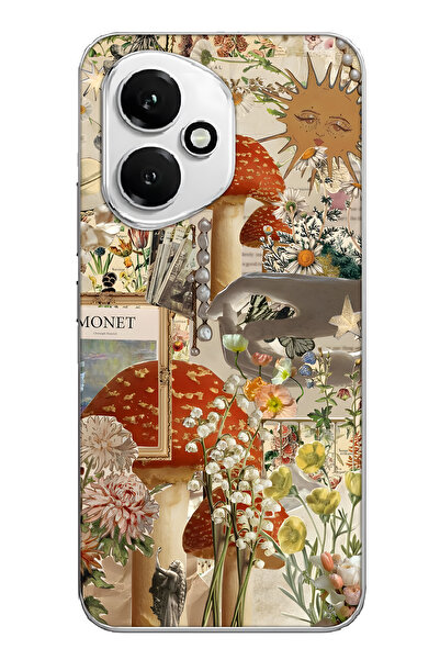 FLAMENKO غطاء هاتف شفاف متوافق مع هونور 400 بنمط حديقة الفطر