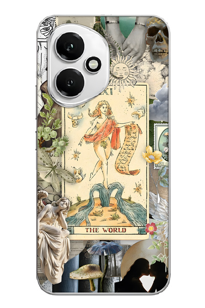 FLAMENKO غطاء هاتف شفاف بنمط فني للكولاج التاروتوبي، متوافق مع هونور 400