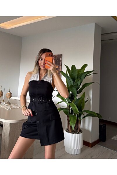 Jungle Quzu Tasarım Kemer Detaylı Kemer Bluz Gömlek Takım