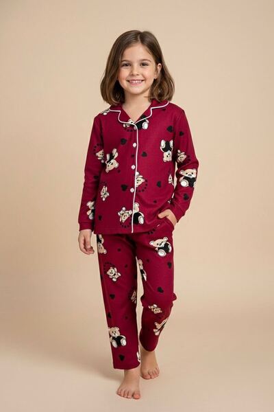 Minigimin Cicileri Set de pijamale pentru fete din piele intoarsa cu model in...