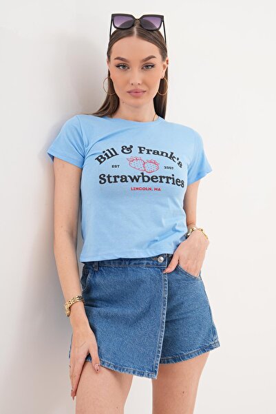 ŞİMAL Women's Print Detailed Crew Neck T-Shirt 260141