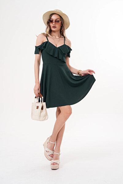 H&E LUXURY DESIGN Women's Strappy Ruffle Detailed Dress