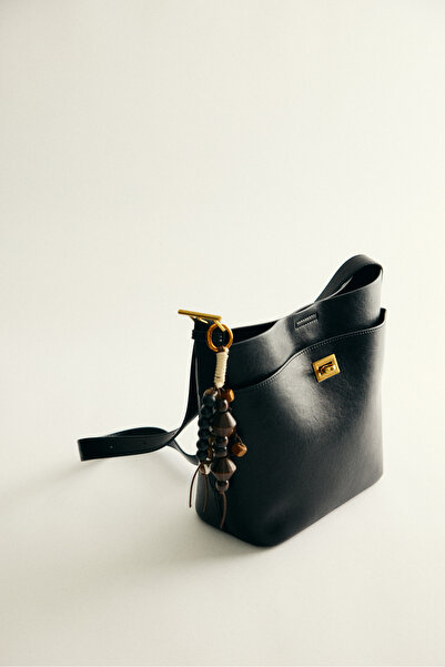 LUTVELIZADE Çanta 2613 - Minimal Gold Kilitli Siyah Kadın Çanta