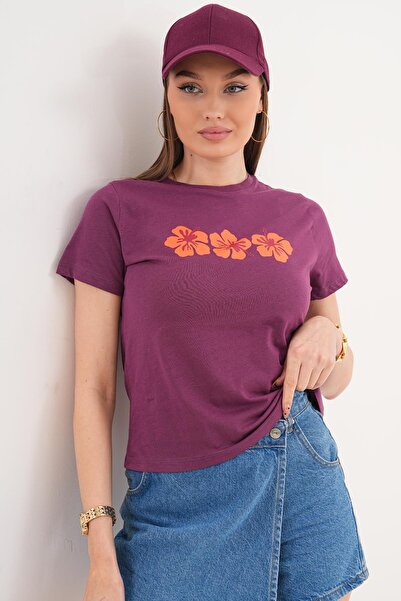 ŞİMAL Γυναικείο μπλουζάκι με λεπτομέρεια στάμπας και λαιμόκοψη  "ποδηλατικό "...