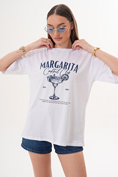 ŞİMAL Γυναικείο μπλουζάκι με λεπτομέρεια στάμπας και λαιμόκοψη ποδηλάτου, ove...