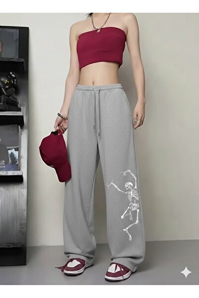 COMANCHERO Unisex Skull Printed Baggy Cut Wide Leg Sweatpants