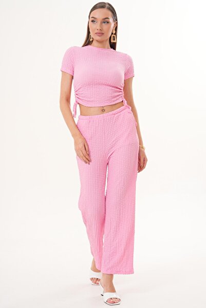 ŞİMAL Women's Gathered Detailed Blouse and Trousers Suit 260078 -