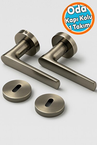 NZB Oda Tipi Kapı Kolu Rozetli Antik Füme Sağ Sol Uygun Modern İç Kapı Kilitl...