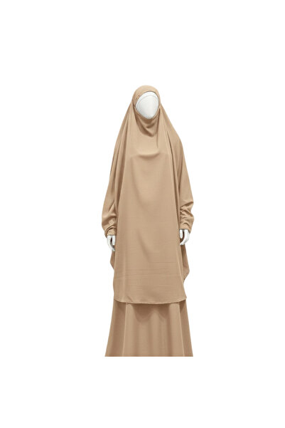 OEM Muslim Prayer Dress, 2 Piece Abaya and Hijab Set, Polyester, One Size, Beige