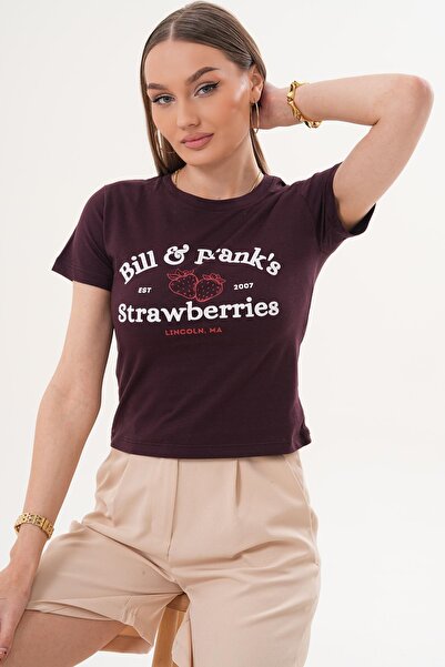 ŞİMAL Women's Print Detailed Crew Neck T-Shirt 260141