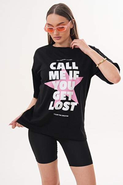 ŞİMAL Ženska majica sa detaljnim printom okrugla kragna Oversize kroj 260149