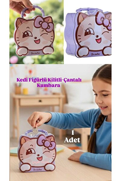 ÇEÇEN HOME Ljubičasta mačka figura zaključana kasica prasica slatka životinjs...