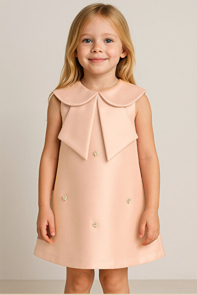 melek golden İnci İşlemeli Kız Çocuk Elbisesi – Zarif Yaka Tasarımı ile Özel ...