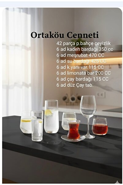 ORTAKÖY CENNETİ Cam Allegra Water Glass Set Set of 42 Pieces Pasabahce Cehiz Set