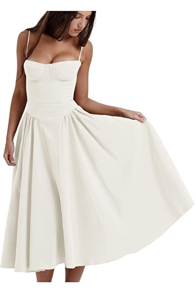 OEM Rochie Lungă de Vară - Stil Vintage, Croială A, Bretele Spaghetti, Buzuna...