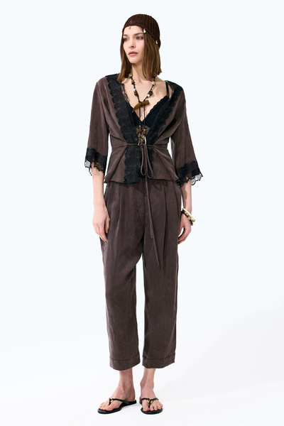 Roman Çift Pileli Havuç Pantolon Kahve YY012044_005