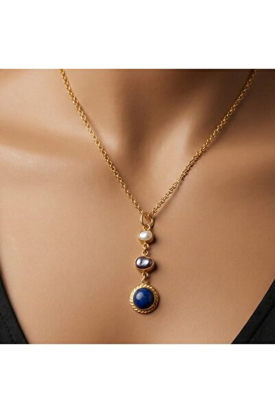 makeitbylove Sultan Lapis Lazuli ve İnci Kolye El Yapımı - Bilgelik Sembolü -...