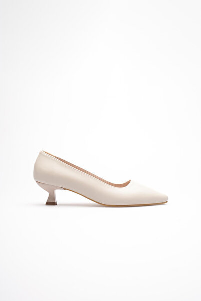 TRENDELLA Women's Beige Short Heeled Pointed Toe Classic Stiletto Tr20Ms03B