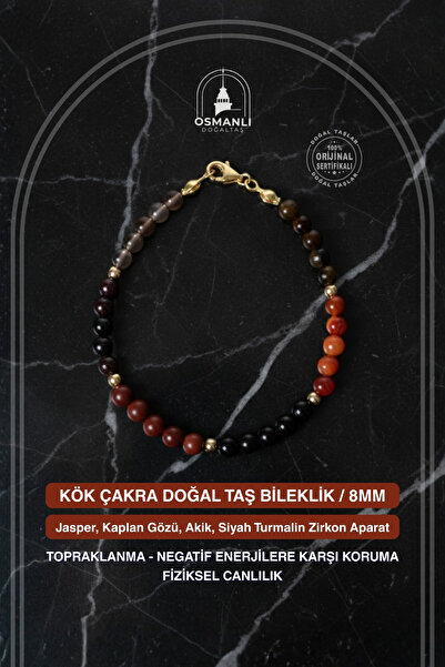 OSMANLI DOĞAL TAŞ Certified Root Chakra Natural Stone Bracelet