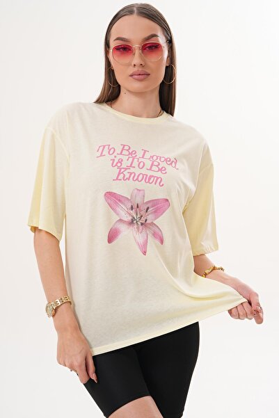 ŞİMAL Tricou oversize cu imprimeu și guler rotund pentru femei 260150 -