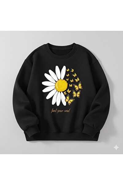 SERAH BUTİK SWEATSHIRT pentru copii cu imprimeu PAPATYA, cu 3 fire de ață