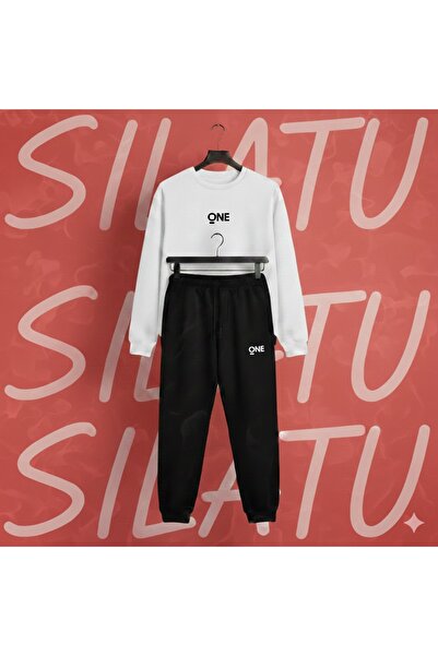 SILATU 2-Piece Printed Black Tracksuit Set