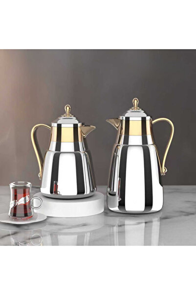 EVA Luxury thermos set in silver with gold accents