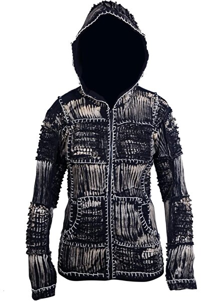 OEM Hanorac Damă Ezhippie Tiedye Razor Cut - Bumbac și Fleece, Boho, Negru, M...