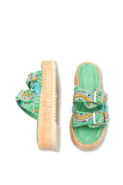 DELSOLERA Women's Natural Stone Look Colorful Bead Embellished Detailed Doubl...