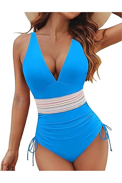 OEM Women's One Piece Swimsuit - Tummy Shaper, Push-up, Stretch Fabric - Blue...