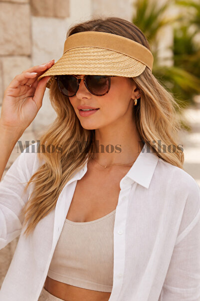 Mihos Women's Knitted Straw Visor Hat Uv Protective Summer Beach Vacation Hat...