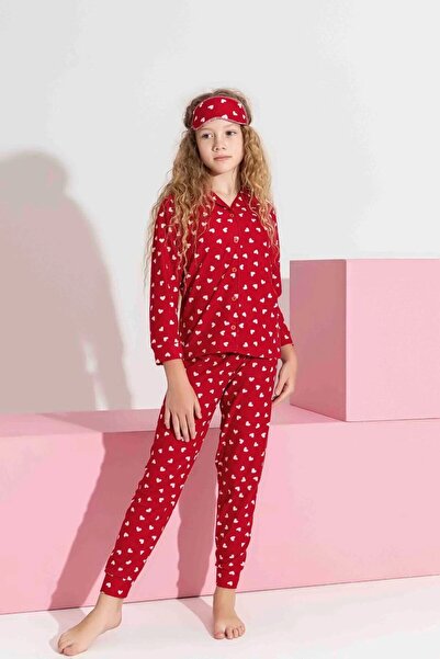 Minigimin Cicileri Set de pijamale pentru fete cu model inimioare din țesătur...