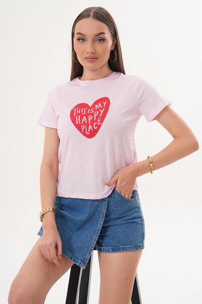 ŞİMAL Γυναικείο μπλουζάκι με λεπτομέρειες και λαιμόκοψη  "ποδηλατικό " 260135 -