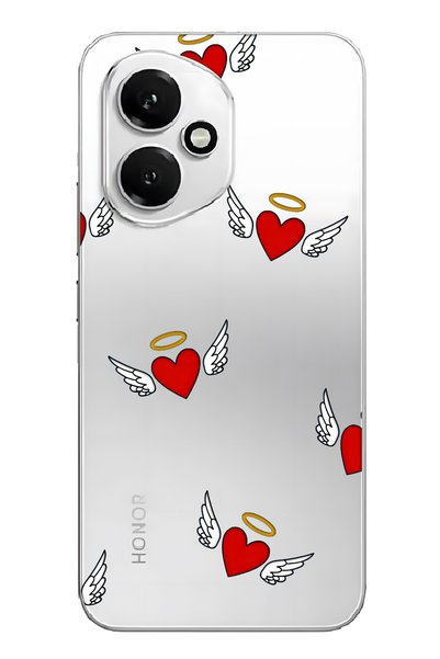 FLAMENKO Honor 400 Compatible Angel Heart Pattern Transparent Phone Case