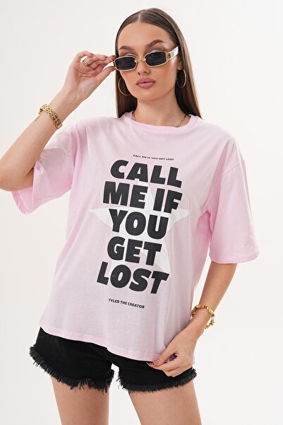 ŞİMAL Tricou oversize cu imprimeu și guler rotund pentru femei 260149 -