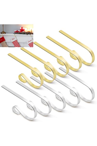 OEM Christmas Stocking Holders - Durable Metal, Set of 10 Pieces, Gold and Si...