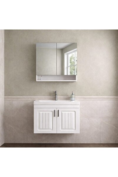 Gold Ban-yom ARİA 80 BEYAZ MDF Banyo Mobilyası Seti