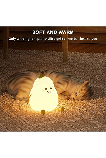 Carat Home Renkli Usb Şarj Edilebilir Armut Gece Lambası, Silikon, Hediyelik ...