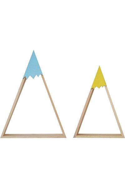 OEM Set Rafturi Perete Triunghiulare - Lemn Pin, Stil Nordic, 2 Buc, Albastru...
