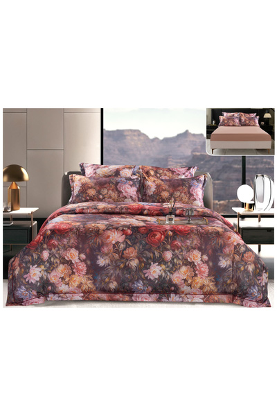 FIONNA.RO Thick Satin Duvet Cover Set With Stretchy At The Box - Flower Pattern