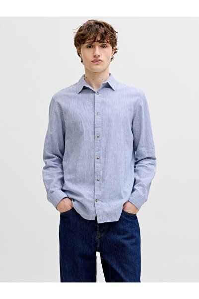 Jack & Jones Cămașă bărbătească, croială regulară, amestec de in, imprimeu în...