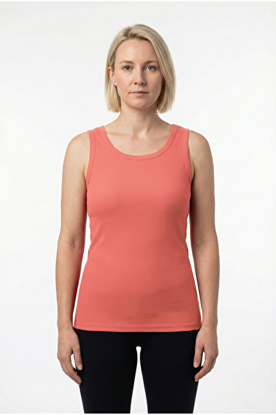 Cottonland Women's Blanca Stretch Cotton Ribbed Fit Cut Slim Undershirt Pink