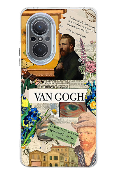 FLAMENKO Huawei Nova 9 Se Compatible Van Gogh Collage Pattern Transparent Pho...