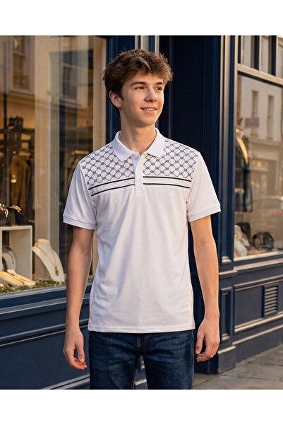 REDTAG Senior Boys White Cut & Sew Polo Shirt