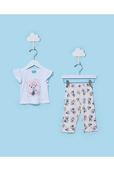 REDTAG طقم ملابس بيضاء للبنات الصغيرات (قطعتان) - بلوزة وبنطال