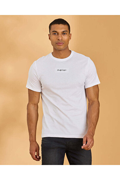 REDTAG تي شيرت رجالي أبيض مطبوع