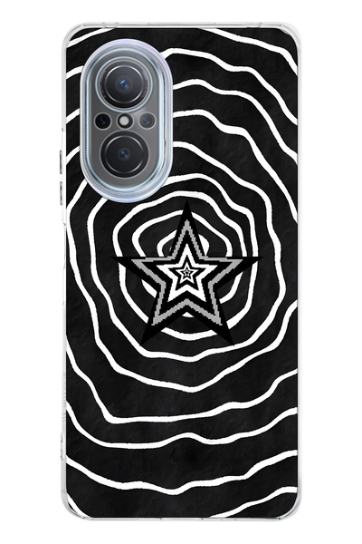 FLAMENKO حافظة هاتف شفافة بنمط نجمة سوداء وبيضاء متوافقة مع هاتف هواوي نوفا 9 SE