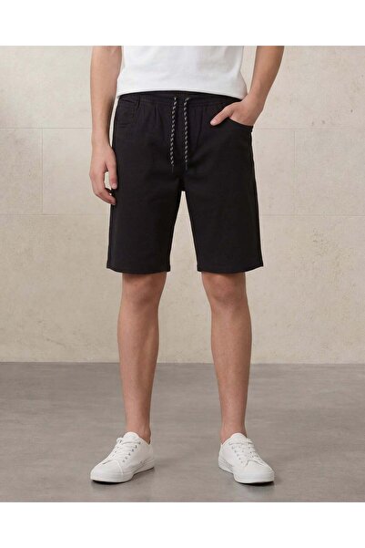 REDTAG Senior Boys Black Plain Shorts