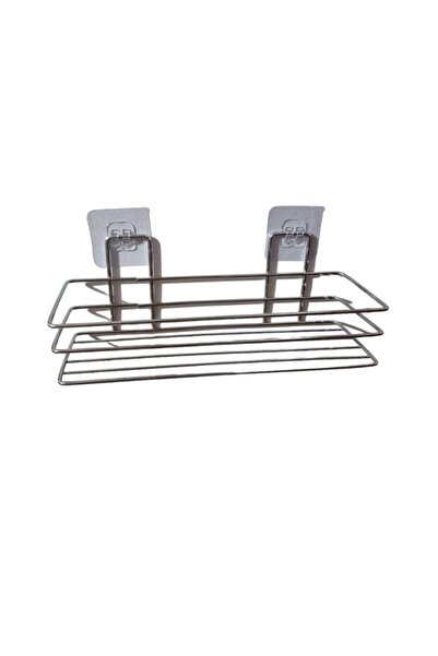 NEBİL HOME Flat Metal Bathroom Shelf with Suction Cups
